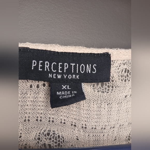 PERCEPTIONS WOMEN'S XL SHORT SLEEVE TAN/CREAM SUMMER/SPRING/FALL TOP - Picture 3 of 3